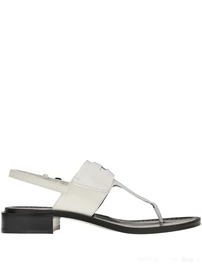 Ferragamo Nya Leather Ankle-strap Sandals In White