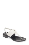 Ferragamo Nya 30 Woman Thong Sandal Off White Size 7 Calfskin In White