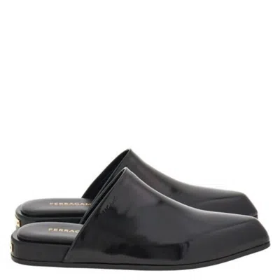 Ferragamo Nycole Patent Leather Mules In Black