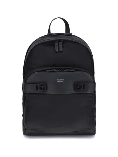 Ferragamo Nylon Backpack In Black