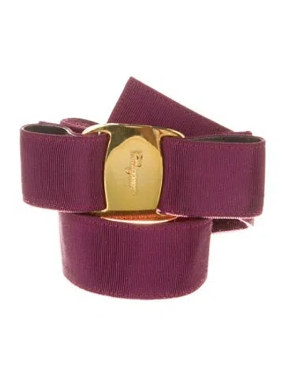 Pre-owned Ferragamo Nylon Bow Accents Belt In Purple