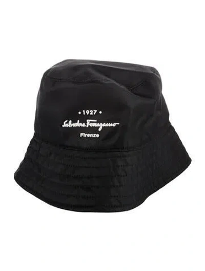 Pre-owned Ferragamo Nylon Bucket Hat In Black