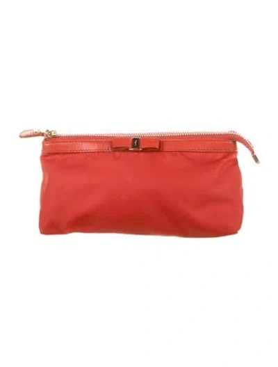 Pre-owned Ferragamo Nylon Cosmetic Bag In Red