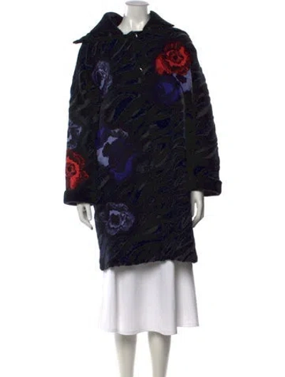 Pre-owned Ferragamo Nylon Floral Print Sweater W/ Tags In Black