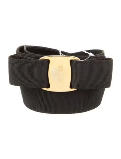 Pre-owned Ferragamo Nylon Grosgrain Trim Waist Belt In Black
