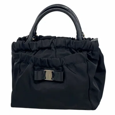 Pre-owned Ferragamo Nylon Handbag () In Black