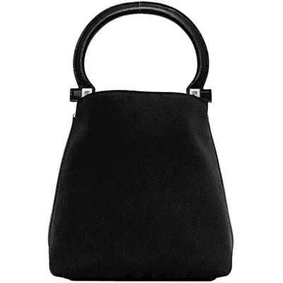 Pre-owned Ferragamo Nylon Leather Handbag () In Black
