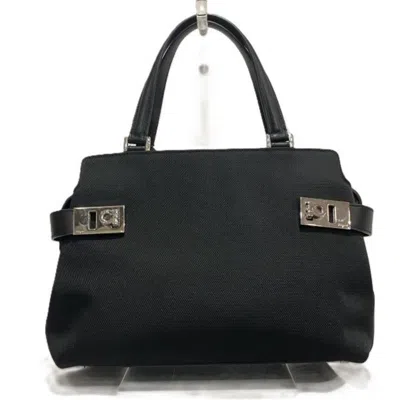 Pre-owned Ferragamo Nylon Leather Handbag Tote Bag () In Black