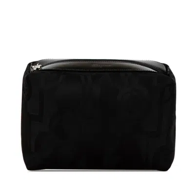 Pre-owned Ferragamo Nylon Leather Pouch () In Black