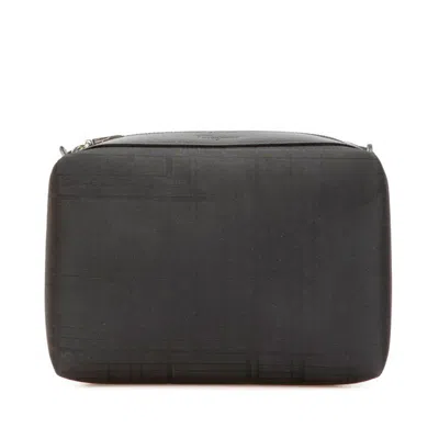 Pre-owned Ferragamo Nylon Leather Pouch () In Black