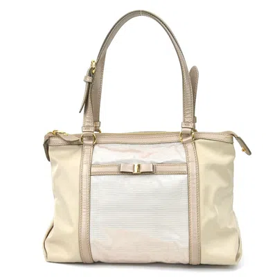 Pre-owned Ferragamo Nylon Leather Shoulder Bag () In Beige