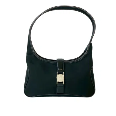 Pre-owned Ferragamo Nylon Leather Shoulder Bag () In Black