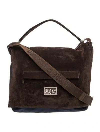 Pre-owned Ferragamo Nylon Messenger Bag In Brown