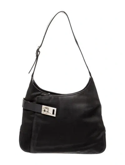 Pre-owned Ferragamo Nylon Shoulder Bag In Black