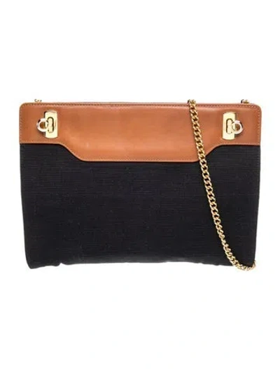 Pre-owned Ferragamo Nylon Shoulder Bag In Black