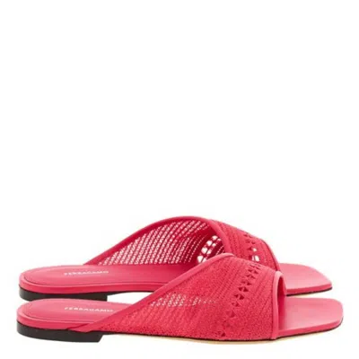 Ferragamo Nyna Mesh Slide Sandals In Pink