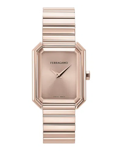 Ferragamo Octagonal Crystal Bracelet Watch With Sunray Dial