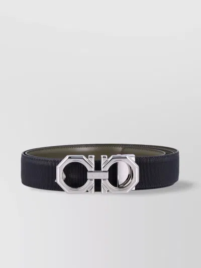 FERRAGAMO OCTAGONAL GANCINI TEXTURED DESIGN BELT