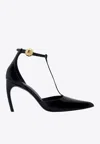 Ferragamo Lysandra Patent T-strap Stiletto Pumps In Black