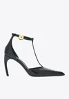 Ferragamo Lysandra Patent T-strap Stiletto Pumps In Black
