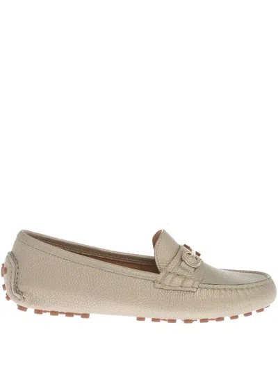 Ferragamo Odilia Textured Slip-on Loafers In Gold