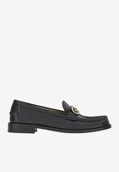 Ferragamo Ofelia Gancio Buckle Leather Loafers In Black