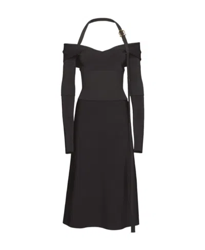 FERRAGAMO OFF-SHOULDER MIDI DRESS