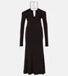Ferragamo Off-shoulder Midi Dress In Brown