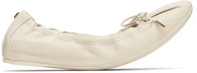 Ferragamo Off-white Elasticated Ballerina Flats