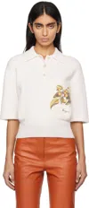 Ferragamo Off-white Floral Polo In 001 Optic-white
