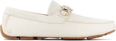 Ferragamo Off-white Gancini Ornament Driver Loafers