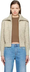 Ferragamo Off-white Mouliné Cotton Diagonal Rib Sweater In 002 0784/431 Parchme