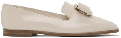 Ferragamo New Vara Leather Loafers In White