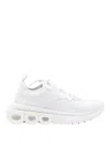 Ferragamo Mesh Pull Tab Round Toe Sneakers In Blanco