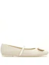 Ferragamo Woman Ballet Flats White Size 9 Leather