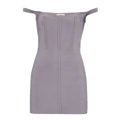 Ferragamo Off-the-shoulder Corset Mini Dress In ["grey"]