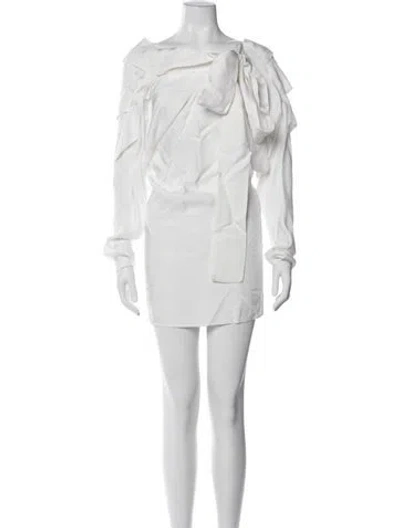Pre-owned Ferragamo Off-the-shoulder Mini Dress In White