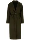 Ferragamo Coat Wool Blend Belted Waist In Green