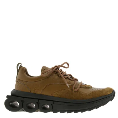 Ferragamo Olive Nima Running Sneakers, Size 7 In Brown