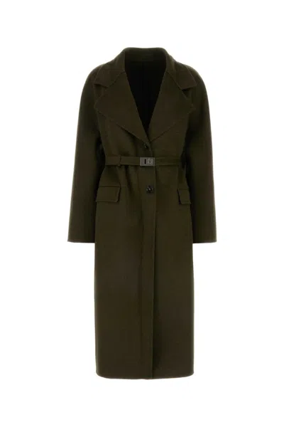 FERRAGAMO OLIVE SINGLE BREASTED COAT