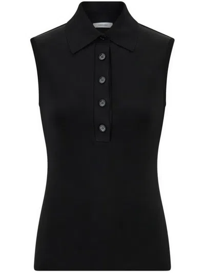 Ferragamo Knitted Sleeveless Polo Shirt In Black