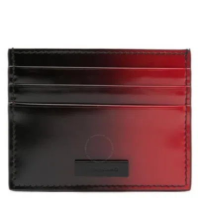 Ferragamo Ombre-effect Leather Card Holder In Red