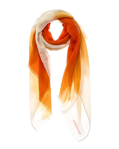 Ferragamo Ombre-printed Cashmere Scarf In Orange
