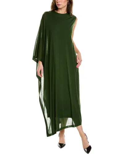 Ferragamo One Shoulder Cashmere & Silk-blend Midi Dress In Green