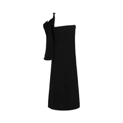 Pre-owned Ferragamo One-shoulder Midi Dress 'black' | Women's Size 42