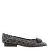 Ferragamo Open Box - Salvatore  Ladies Black Viva Embellished Ballet Flats