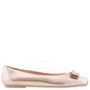 Ferragamo Open Box - Salvatore  Ladies Metallic Leather Vara Bowl Ballet Flats