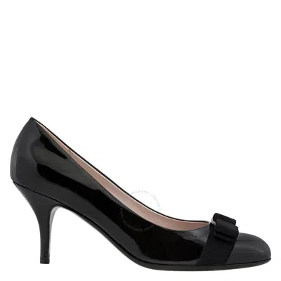 Ferragamo Open Box - Salvatore  Ladies Vara Bow Pump Shoe In Black