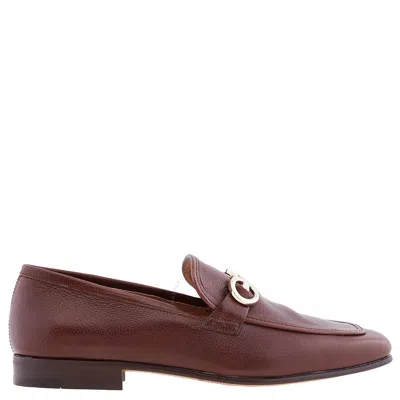 Ferragamo Gancini-ornament Leather Loafers In Brown
