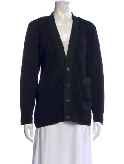 Pre-owned Ferragamo Open Front Sweater In Blue